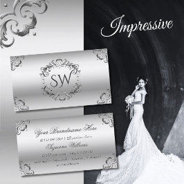 Luxuriöse Silber Verzierte Dekoration mit Monogram Visitenkarte