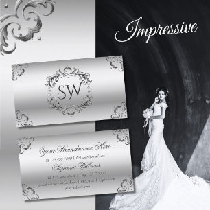 Luxuriöse Silber Verzierte Dekoration mit Monogram Visitenkarte