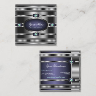 Luxuriöse Silbereffekte Dunkelblaue Imitate Rhines Quadratische Visitenkarte