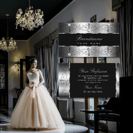 Luxuriöse, silberfarbene Verzierte Grenzübergänge Visitenkarte