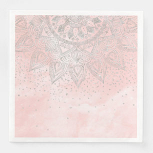 Luxuriöse, silbergraue Mandala Konfetti-Design Serviette