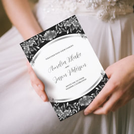 Luxuriöse Silbergravur bei Foliage Wedding Einladung