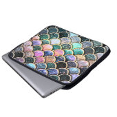 Luxuriöse silberne Glitzer Mermaid Scales Laptopschutzhülle (Vorne Knopf)