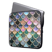 Luxuriöse silberne Glitzer Mermaid Scales Laptopschutzhülle (Vorderseite Links)