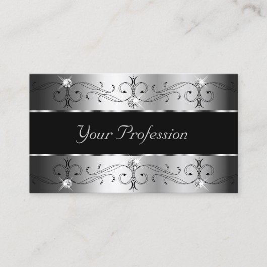 Luxuriöse silberschwarze Verzierte Grenzen mit Fot Visitenkarte (Vorderseite)