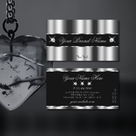 Luxuriöse Silver Black Sparkling Juwelen Glamour Visitenkarte