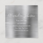 Luxuriöse Silver Brushed Metal Eyelash Extensions Quadratische Visitenkarte (Rückseite)