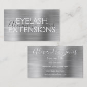 Luxuriöse Silver Brushed Metal Eyelash Extensions Visitenkarte (Vorne/Hinten)