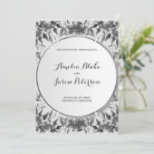 Luxuriöse Silver Carving Foliage Wedding Einladung (Stehend Vorderseite)