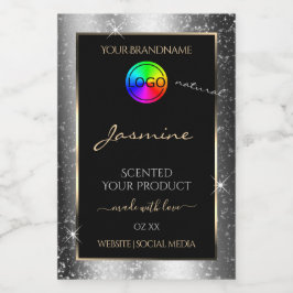 Luxuriöse Silver Glitzer Frame Produktetikett und  Lebensmitteletikett