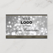 Luxuriöse Silver Glitzer Logo Schwarz Golden Borde Visitenkarte (Vorderseite)