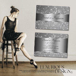Luxuriöse Silver Glitzer Luminous Sparkle Stars Visitenkarte