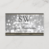Luxuriöse Silver Glitzer Monogram Black und Golden Visitenkarte (Vorderseite)