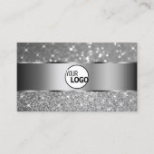 Luxuriöse Silver Glitzer Sparkle Stars und Logos Visitenkarte (Vorderseite)