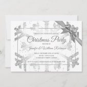 Luxuriöse Silver Glitzer Xmas Holiday Ribbon Einladung (Vorderseite)