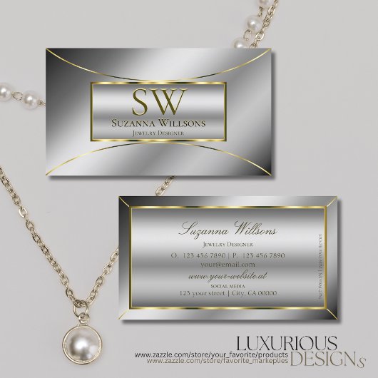 Luxuriöse Silver Luminous Gold Dekoration mit Mono Visitenkarte