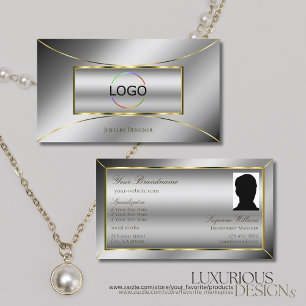 Luxuriöse Silver Luxe Gold Dekoration mit Logos un Visitenkarte
