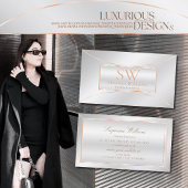 Luxuriöse Silver Rose Gold Verziert mit Monogram Visitenkarte