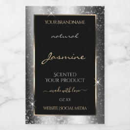 Luxuriöse Silver Sparkle Glitzer Frame Produktetik Lebensmitteletikett