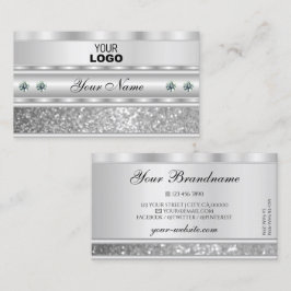 Luxuriöse Silver Sparkling Glitzer Add Logo Modern Visitenkarte