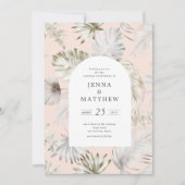 Luxuriöse Silver Tropical Foliage Wedding Einladung (Vorderseite)