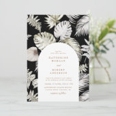 Luxuriöse Silver Tropical Foliage Wedding Einladung (Stehend Vorderseite)