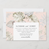Luxuriöse Silver Tropical Foliage Wedding Einladung (Vorderseite)