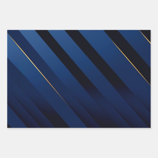 Luxuriöse Sleek und ausgeklügeltes Navy Blue & Gol Geschenkpapier Set (Vorderseite 3)