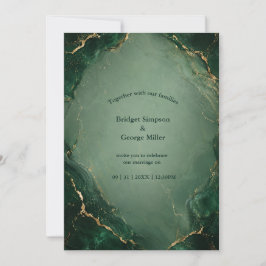 Luxuriöse Smaragd-Marmor-Hochzeit mit Gold Einladung