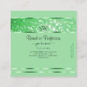 Luxuriöse Smaragdgrüne Glitzer-Sterne und Monogram Quadratische Visitenkarte (Rückseite)