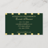 Luxuriöse Smarald Green Gold Stripes geometrisch Visitenkarte (Rückseite)