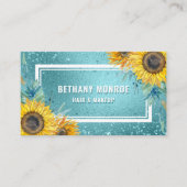 Luxuriöse Sonnenblume Blauer Glitzer Foil Haare Ma Visitenkarte (Vorderseite)