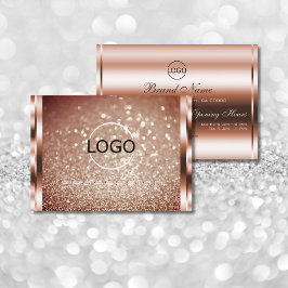 Luxuriöse Sparkle Rose Golden Glitzer Logo Visitenkarte