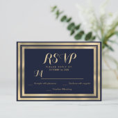 Luxuriöse stilvolle moderne marineblaue UAWG RSVP Karte (Stehend Vorderseite)