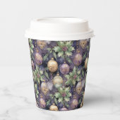 Luxuriöse Strahlung: Lila und goldener Weihnachtss Pappbecher (Vorderseite)