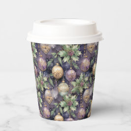 Luxuriöse Strahlung: Lila und goldener Weihnachtss Pappbecher