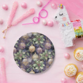 Luxuriöse Strahlung: Lila und goldener Weihnachtss Pappteller (Party)