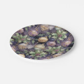 Luxuriöse Strahlung: Lila und goldener Weihnachtss Pappteller (Schrägansicht)