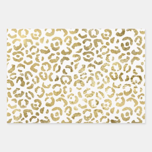 Luxuriöse Stylish Gold Leopard Print Geschenkpapier Set (Vorderseite 3)