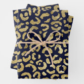 Luxuriöse Stylish Gold Navy Leopard Print Geschenkpapier Set (Beispiel)
