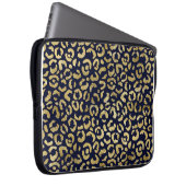 Luxuriöse Stylish Gold Navy Leopard Print Laptopschutzhülle (Vorne Rechts)