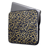Luxuriöse Stylish Gold Navy Leopard Print Laptopschutzhülle (Vorderseite Links)