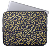 Luxuriöse Stylish Gold Navy Leopard Print Laptopschutzhülle (Vorderseite)