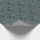 Luxuriöse Tapete aus grünem Blumenmotiv Geschenkpapier (Ecke)