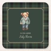 Luxuriöse Teddy Bär Babydusche Rechteckiger Pappuntersetzer (Vorderseite)