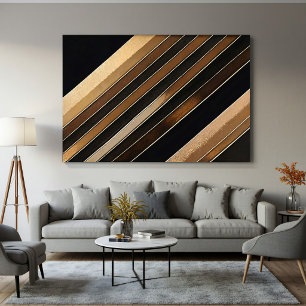 Luxuriöse texturierte goldene und schwarze diagona poster