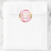Luxuriöse Tinte und Glitzer auf Gold Danke Logo Runder Aufkleber (Tasche)