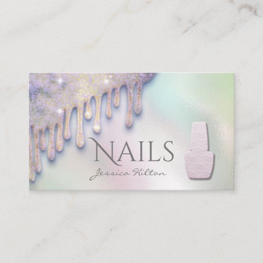 Luxuriöse trendige holografische Tropfen Nail Salo Visitenkarte (Vorderseite)