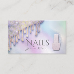 Luxuriöse trendige holografische Tropfen Nail Salo Visitenkarte