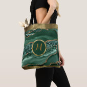 Luxuriöse Trendy Black, Gold, Grüne Imitate Agate Tasche (Von Nahem)